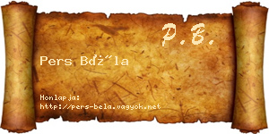 Pers Béla névjegykártya